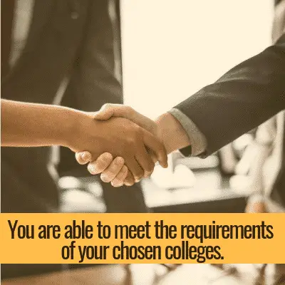Handshake: meeting your chosen colleges' requirements